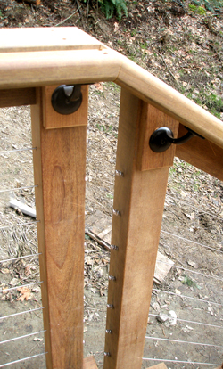 Close-up of stairway railing